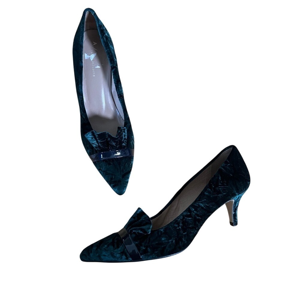 Anthropologie green velour high heels
